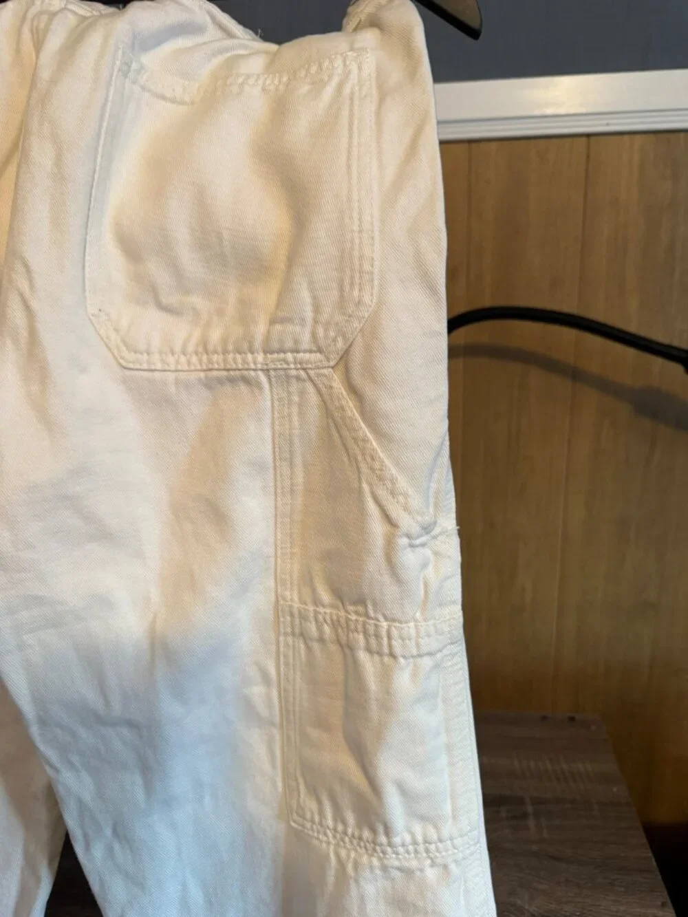 Zara Mens White Denim Twill Drawstring Jogger Pants Size Medium
